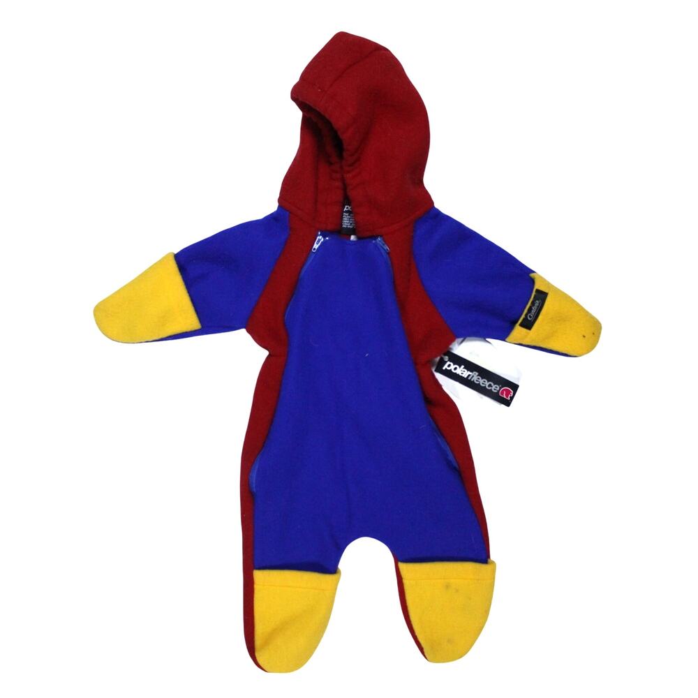 Vintage Carter fleece one-piece sz 6-9 months red blue yellow colorblock 90s NEW